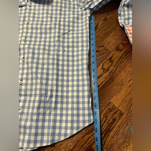 Duncan Quinn | Men's Button Down Top Check White‎ Blue Pink 15.5 Cotton - Picture 6 of 7